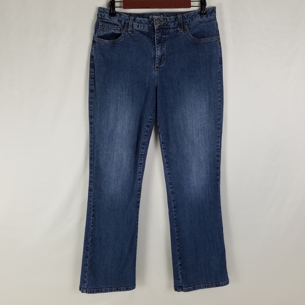 St John's Bay Womens Bootcut Jeans Medium Wash Size 10 Blue Denim